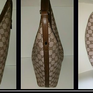 Gucci Signature Hobo Canvas and Leather Trim Bag